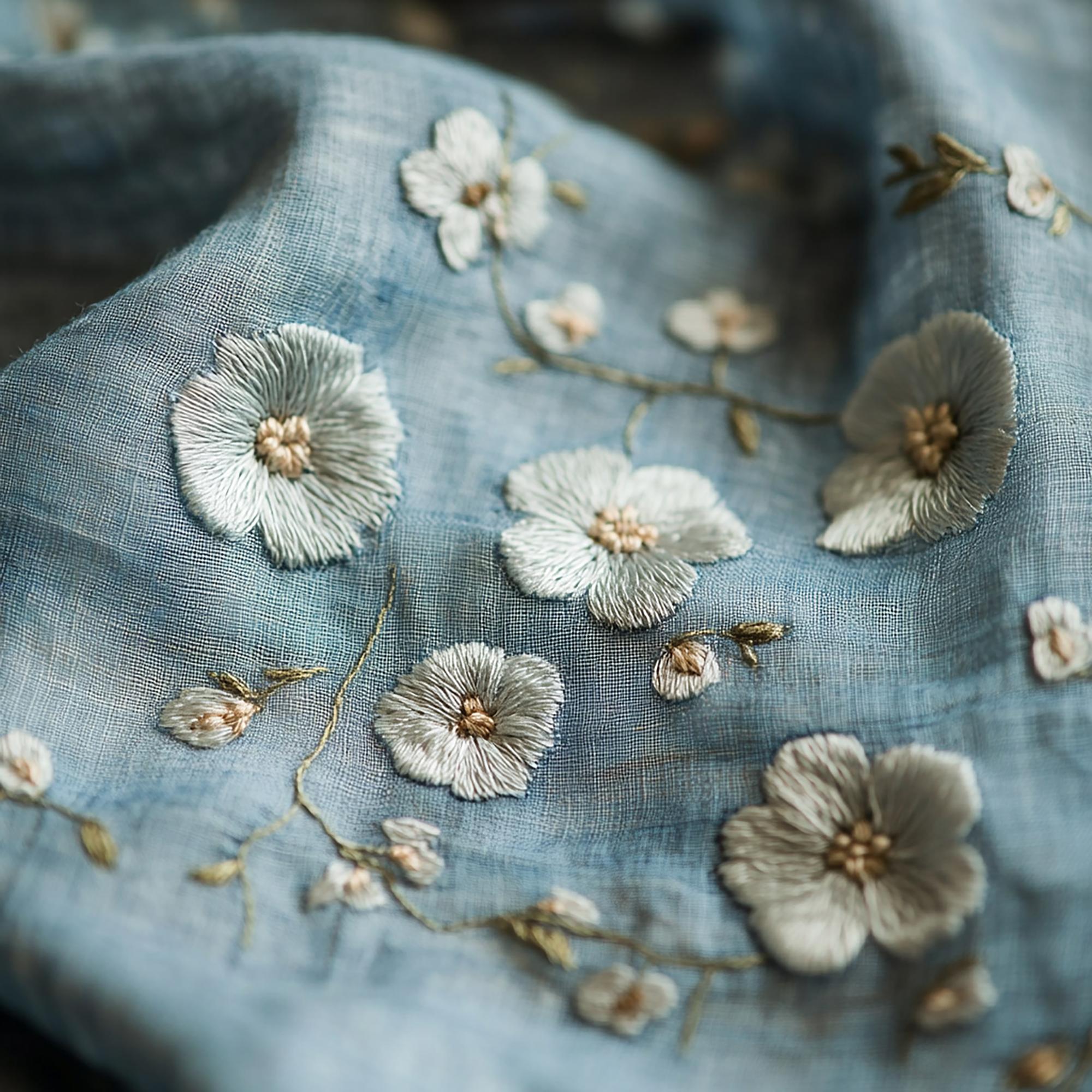 Close-up floral embroidery detail
